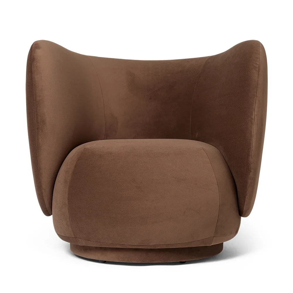 Ferm Living, Rico Lounge nojatuoli Rich Velvet - Soft brown