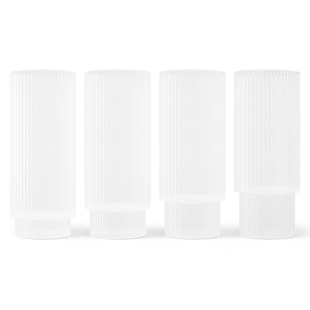 Ferm Living, Ripple Long Drink Lasi 4-pack - Frosted