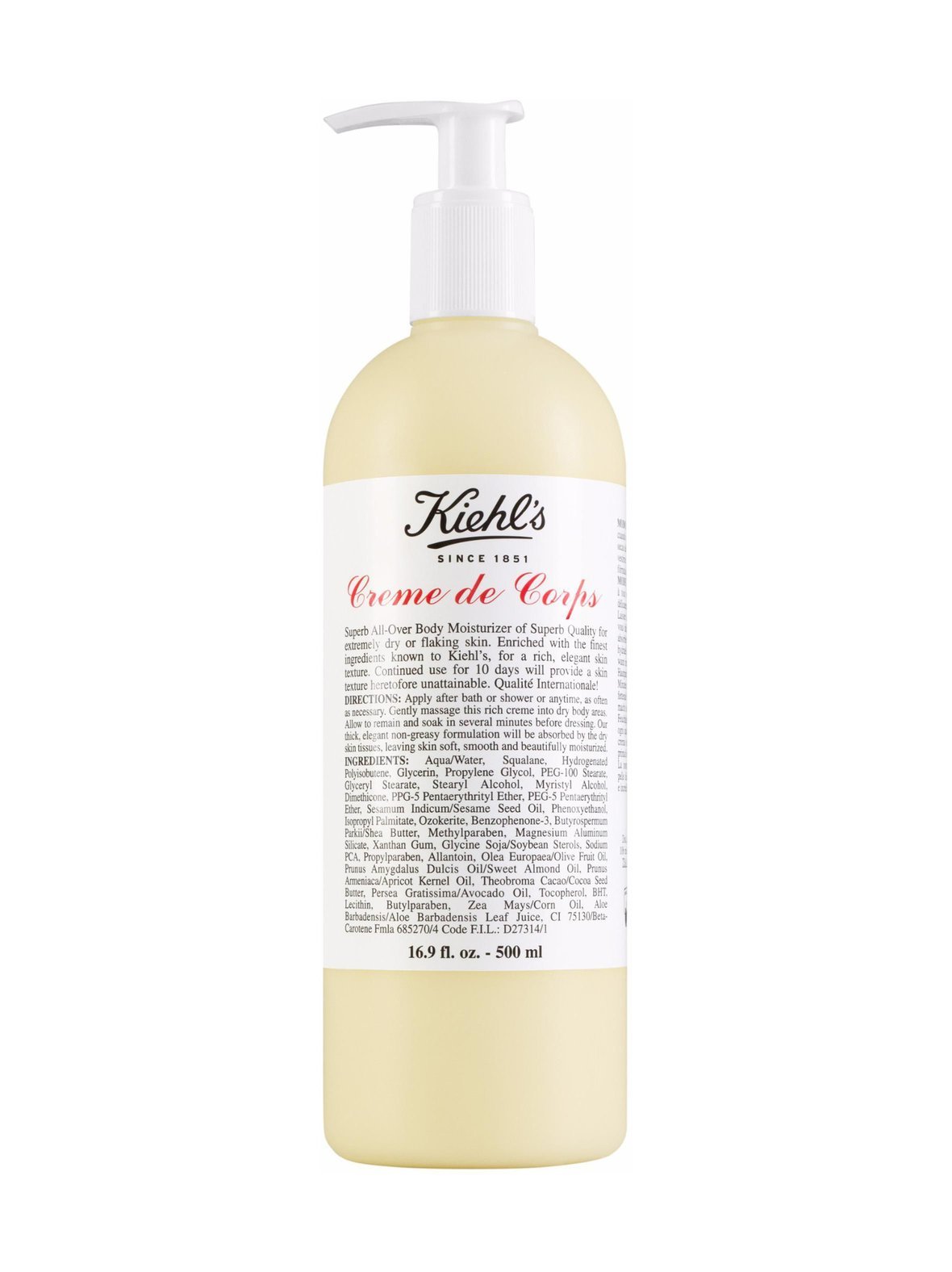 Creme de corps body lotion with pump -vartaloemulsio, 500 ml