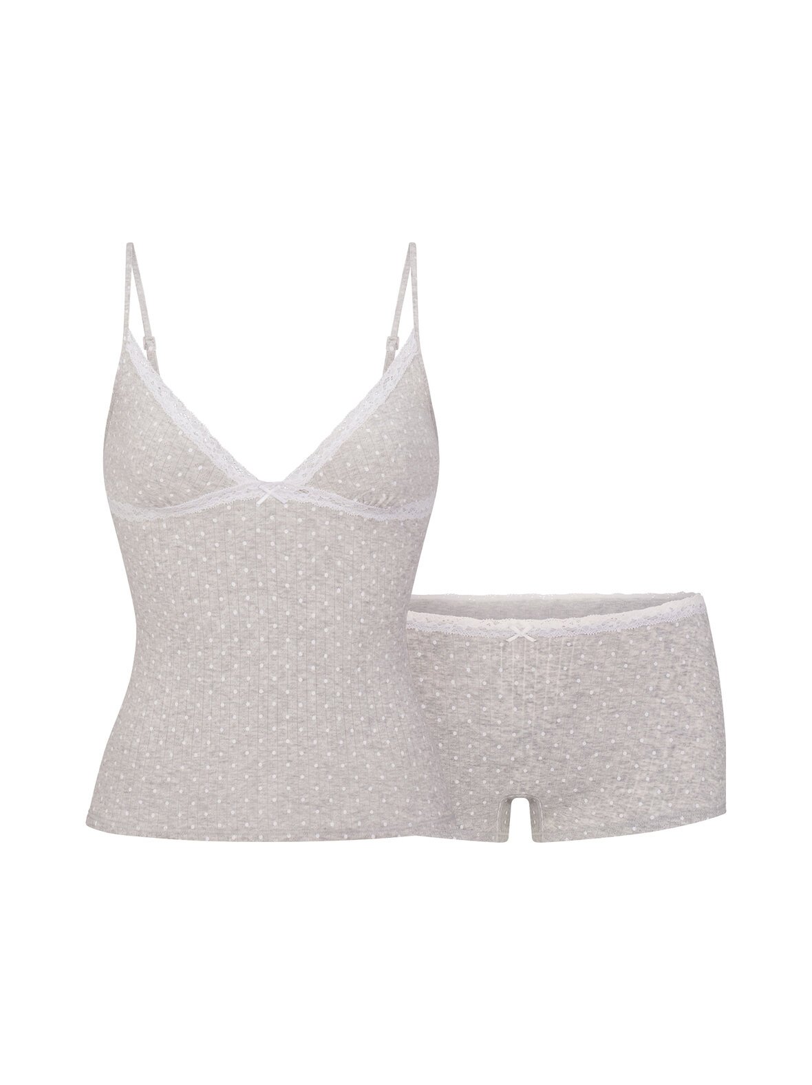Pointelle lace cami and boyshort set -toppi ja alushousut