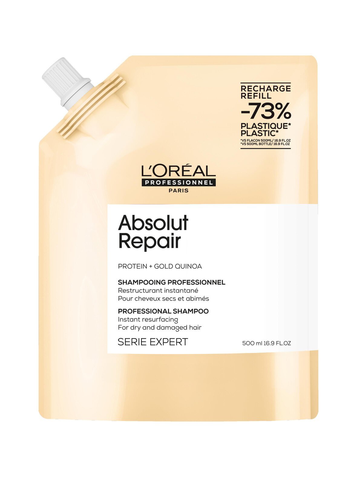 Absolut repair gold shampoo refill -shampoo, täyttöpakkaus,500ml
