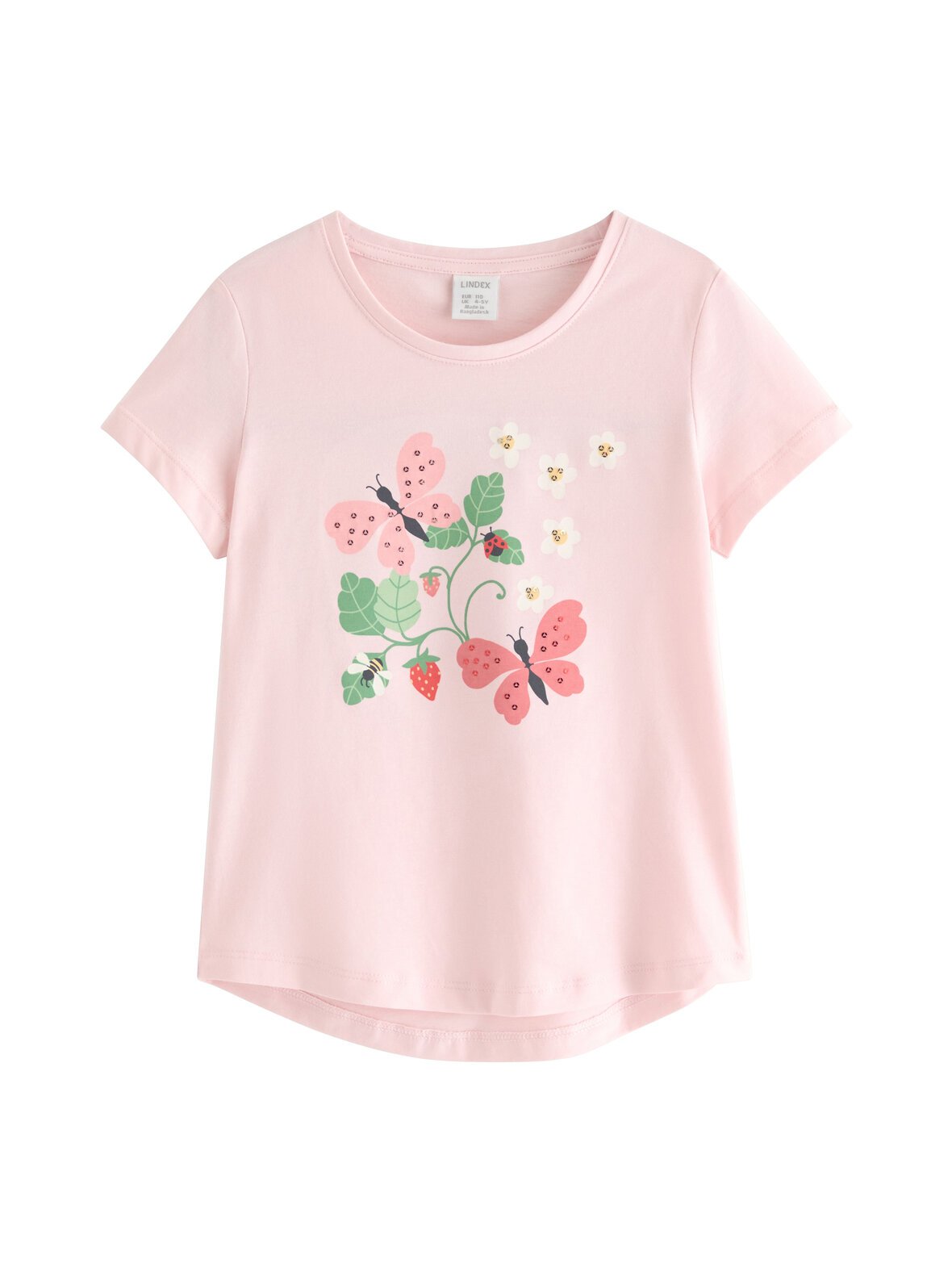 Flower and butterfly t-paita