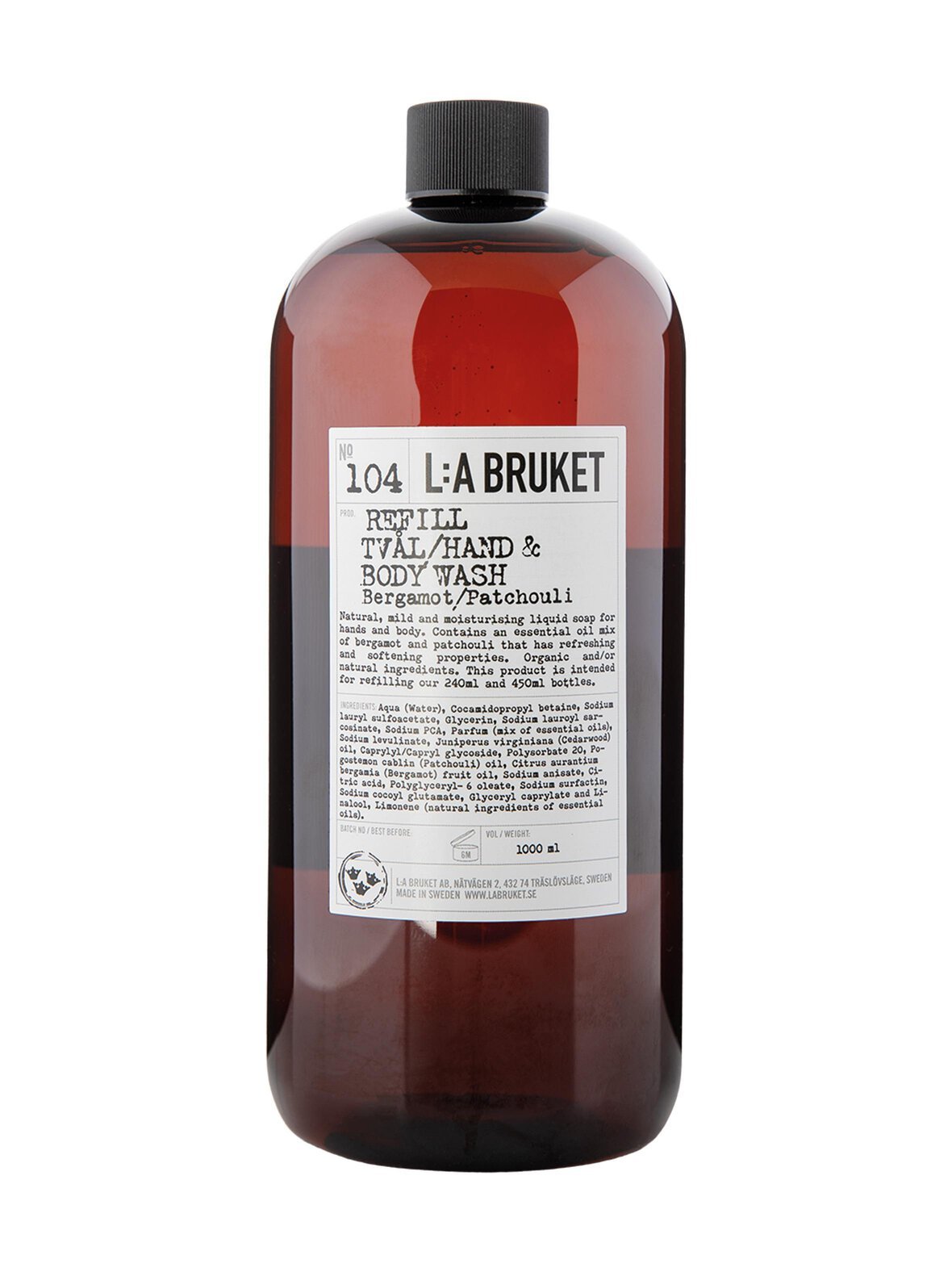 № 104 bergamot & patchouli hand & body wash refill -nestesaippua 1000 ml
