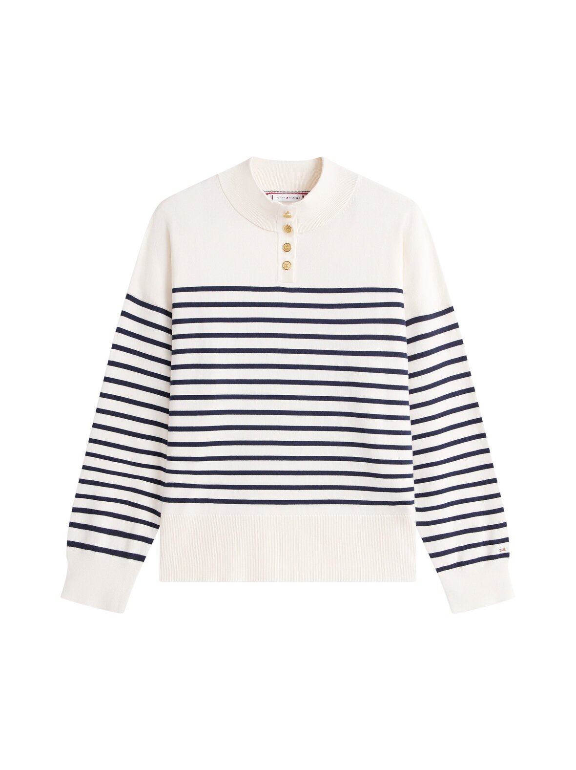 Jersey button mock neck -neule