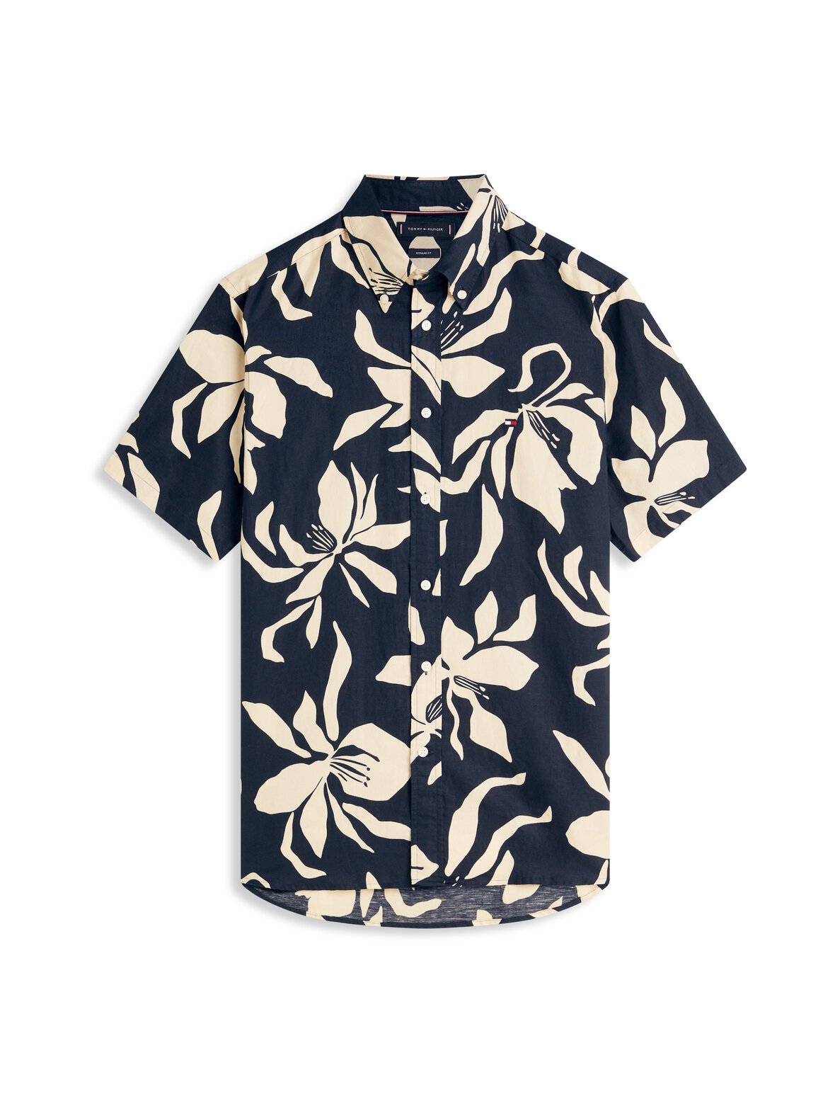 Linen blend flower -kauluspaita