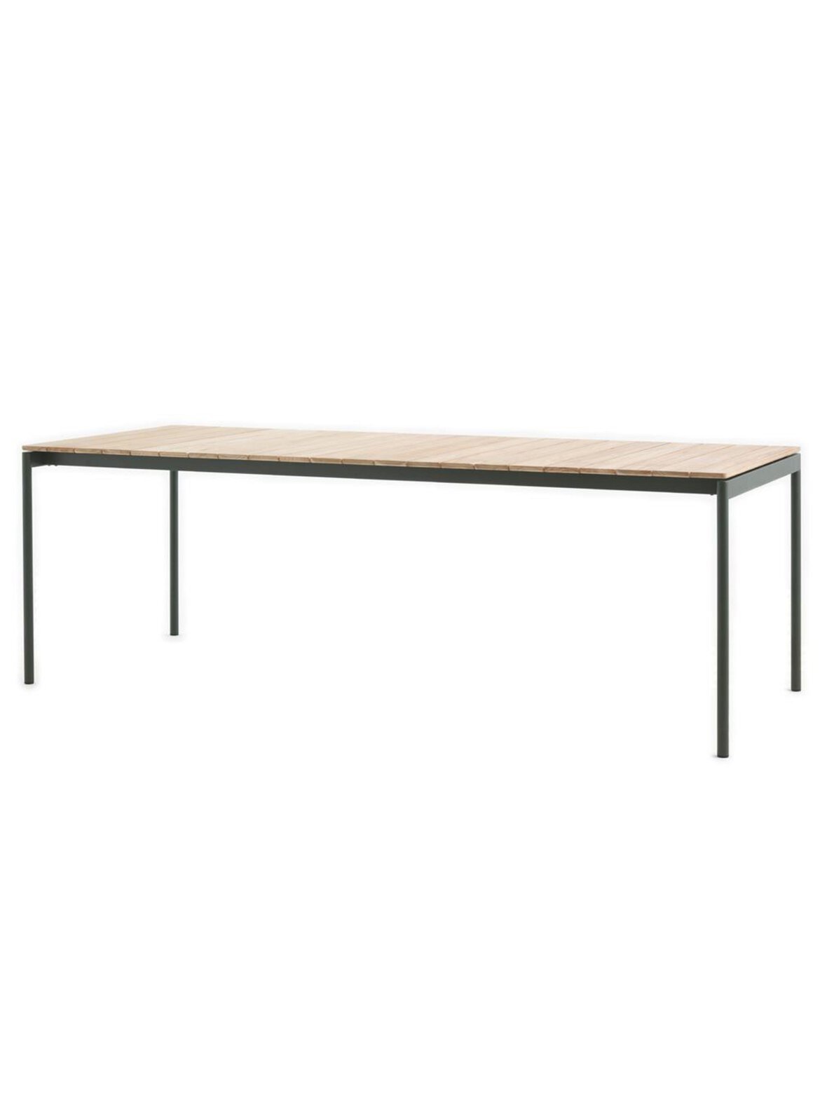 Ville av26 -ruokapöytä bronze green / tiikki 220 x 90 cm