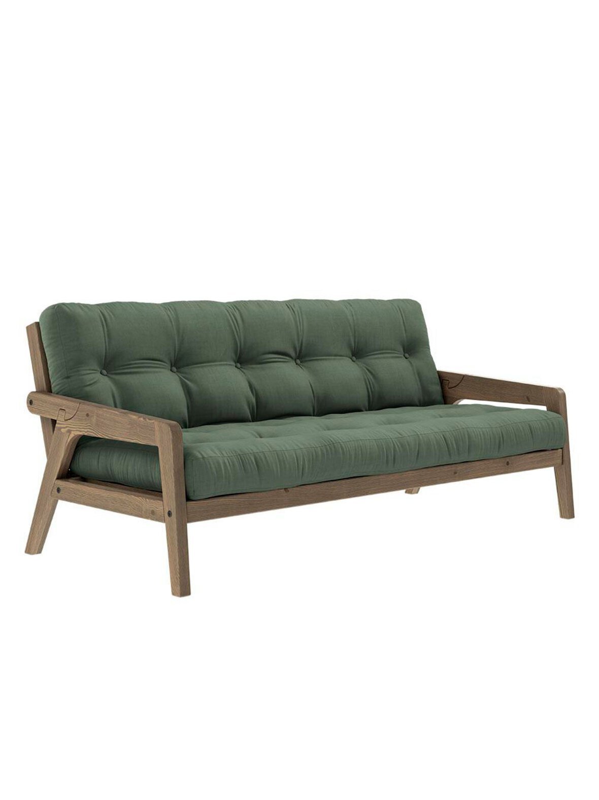 Grab-futonsohva olive green/ruskea l 200 cm