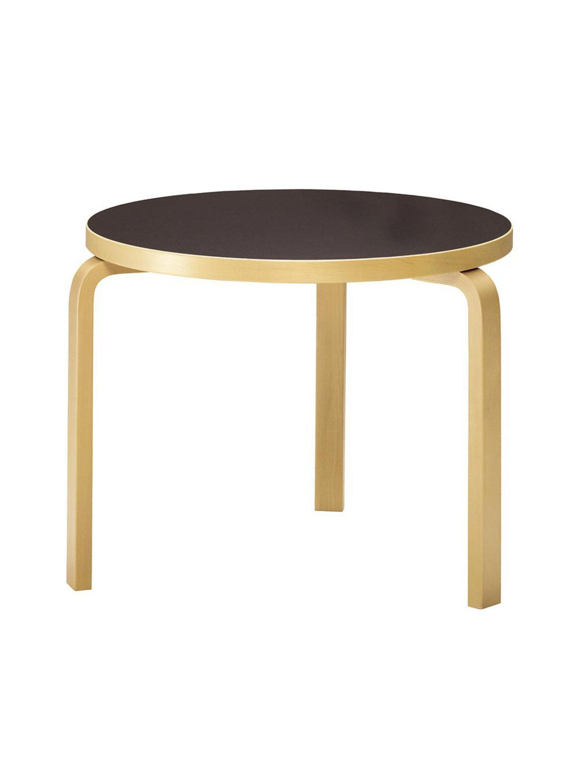 Pöytä 90b koivu/musta ø 75 cm