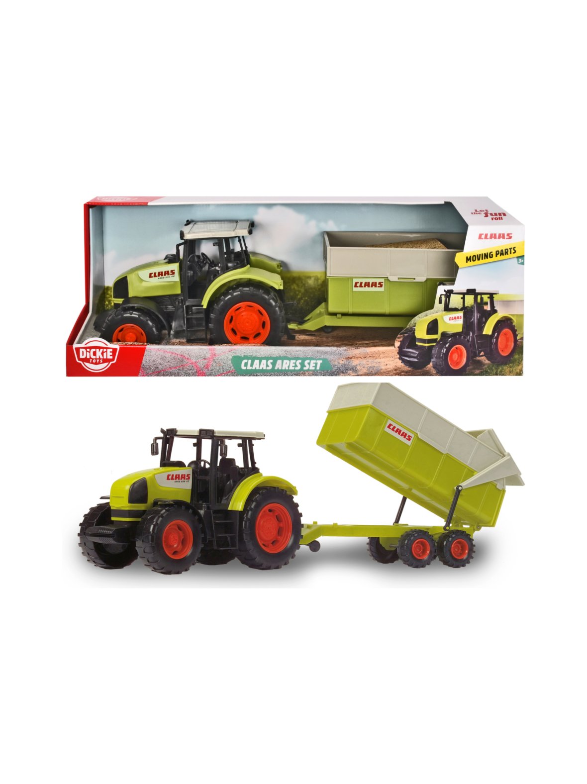 Dickie toys traktori ja perävaunu, 57 cm