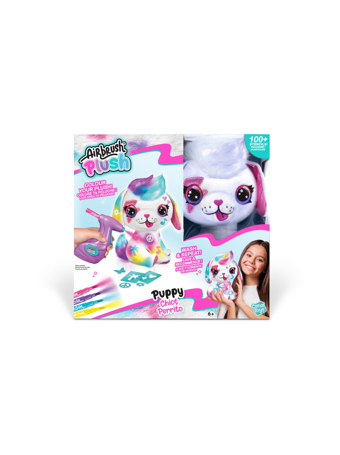 Airbrush plush pehmokoiranpentu ja kynäruisku, 26 cm