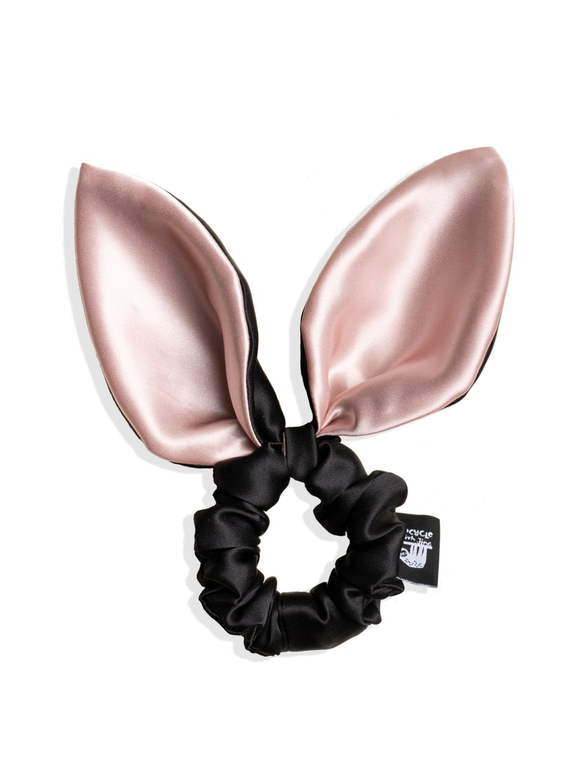 Pupu silk scrunchie -hiusdonitsi - musta-vaaleanpunainen