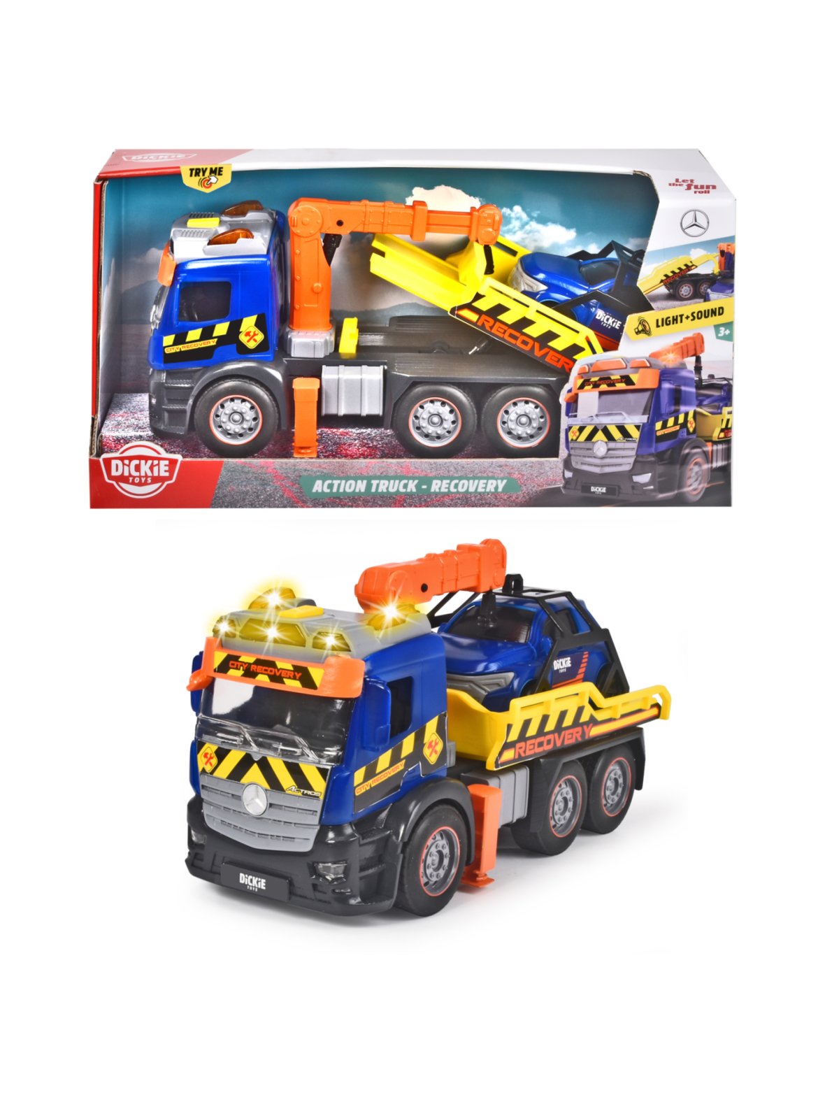 Dickie toys hinausauto mercedes benz, sini-keltainen, 26 cm