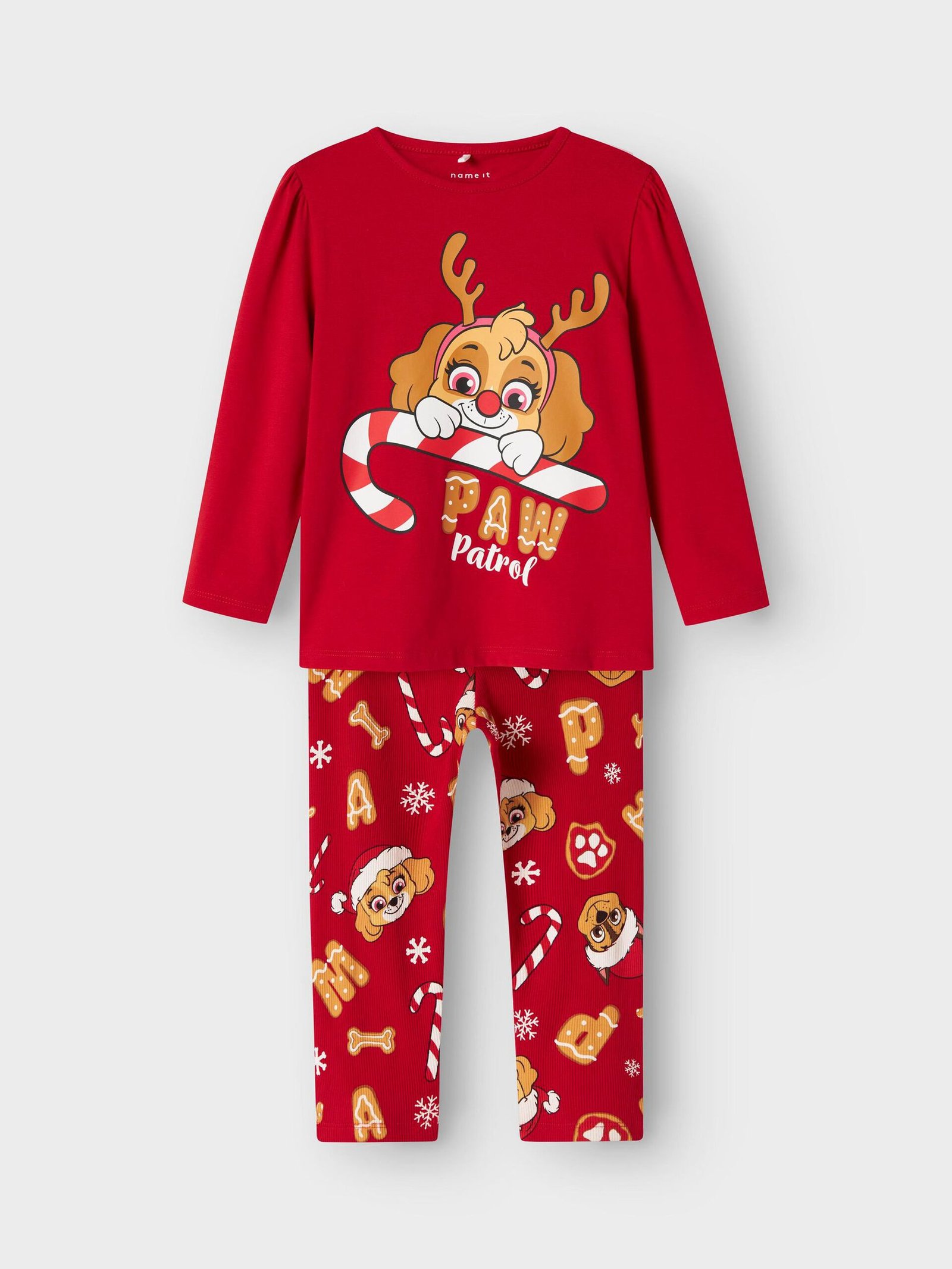 Name It lasten pyjama NMFSARBA PAW LS NIGHTSET, punainen
