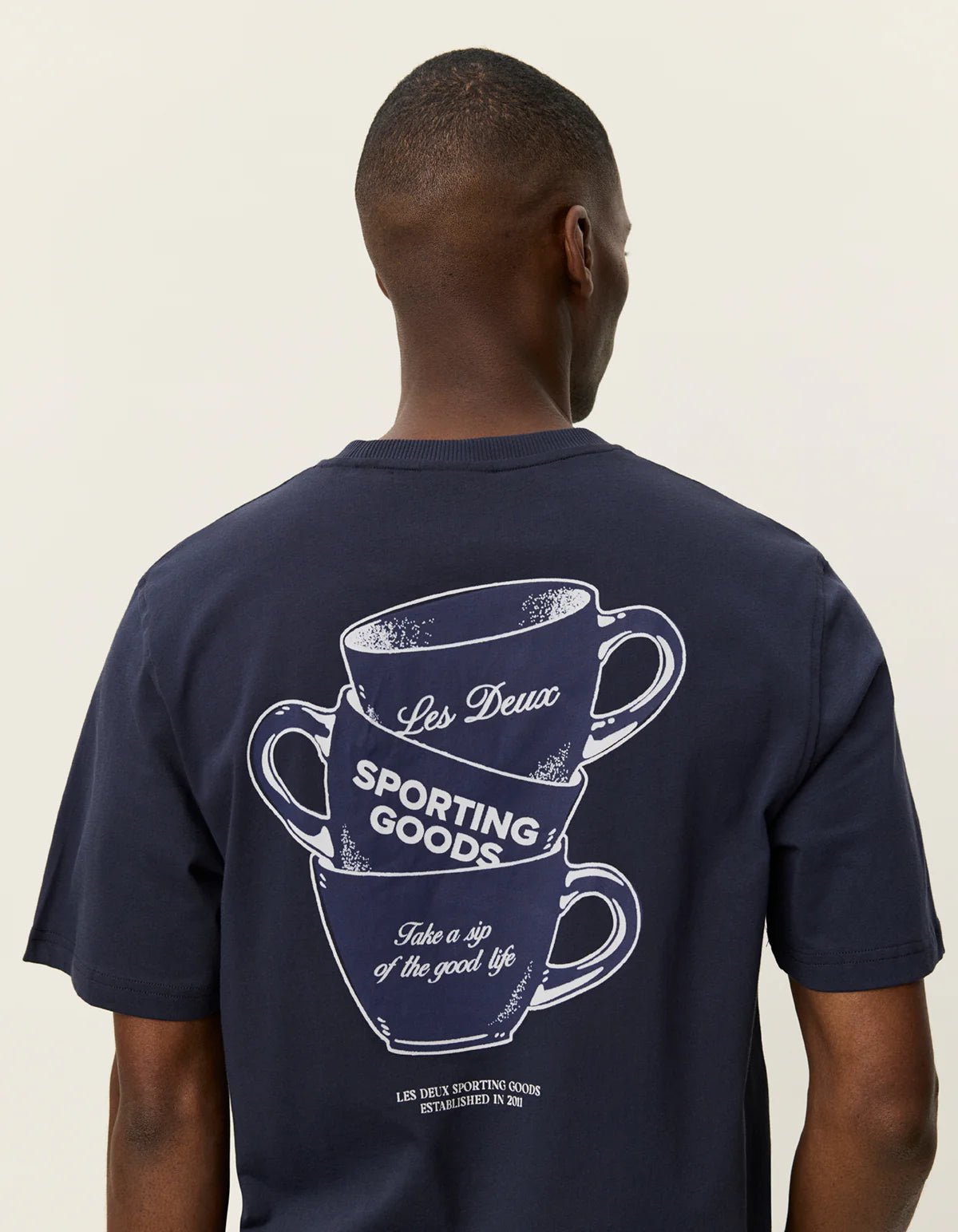 Les Deux miesten t-paita Ben Coffee Artist T-shirt, tummansininen