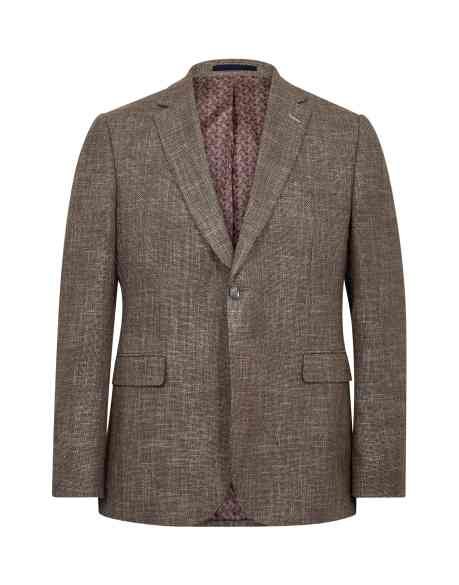Gino Marcello miesten bleiseri Linen Look Blazer, ruskea kuosillinen