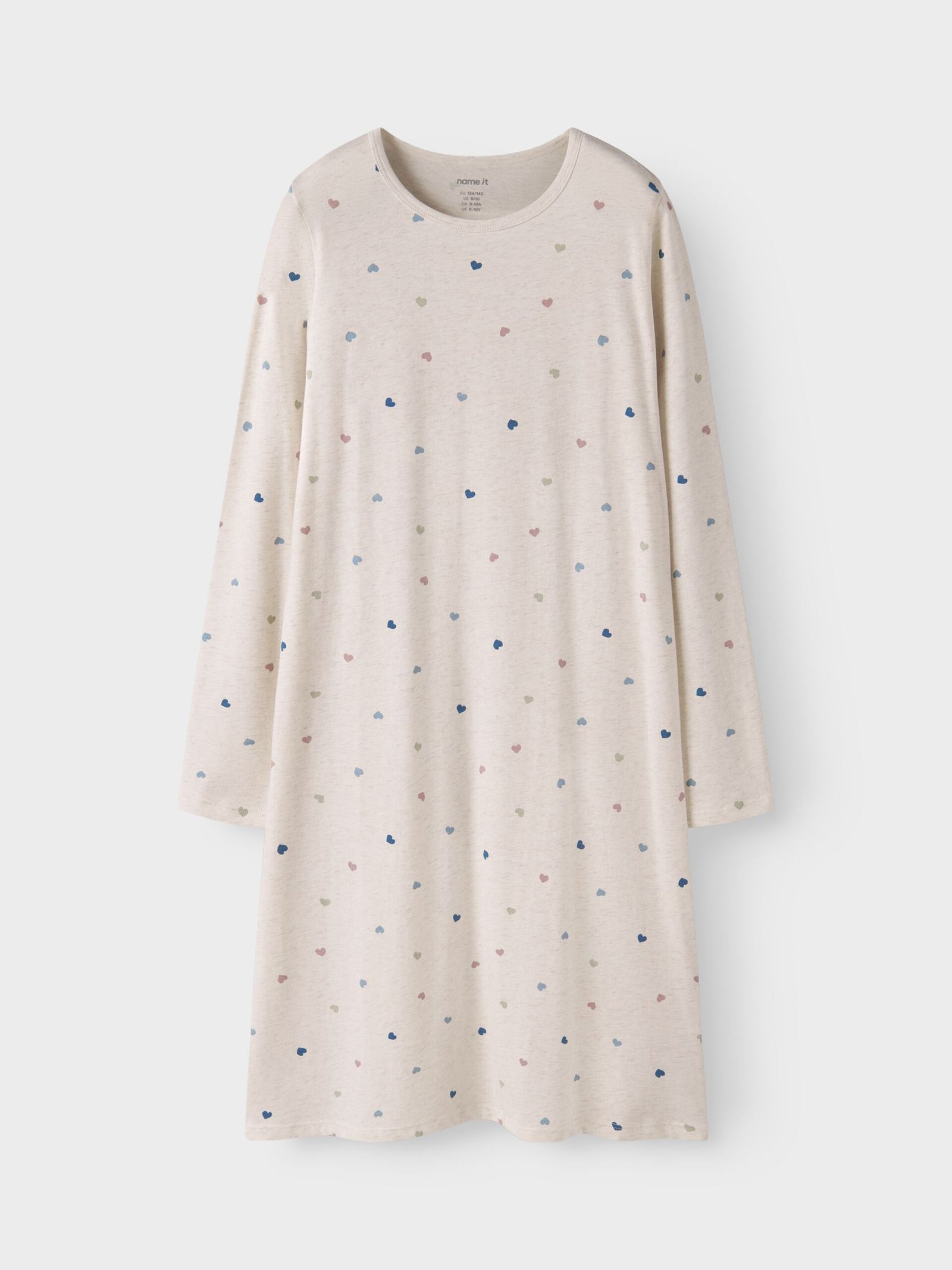 Name It lasten yöpaita NKFNIGHTGOWN HEARTS NOOS, valkopohjainen kuosi