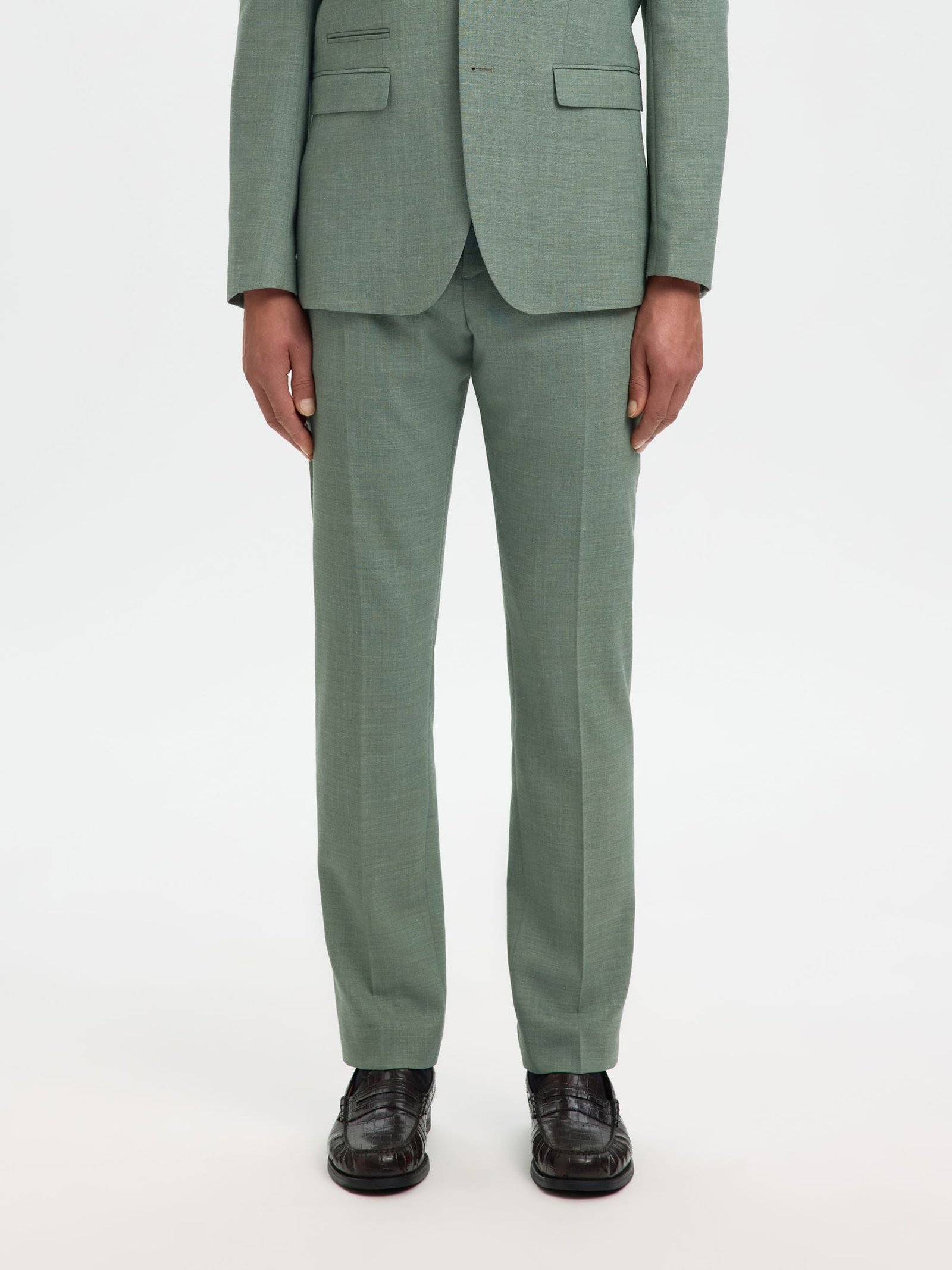 Selected miesten housut SLHSLIM-OASIS Linen, Light Green Melange