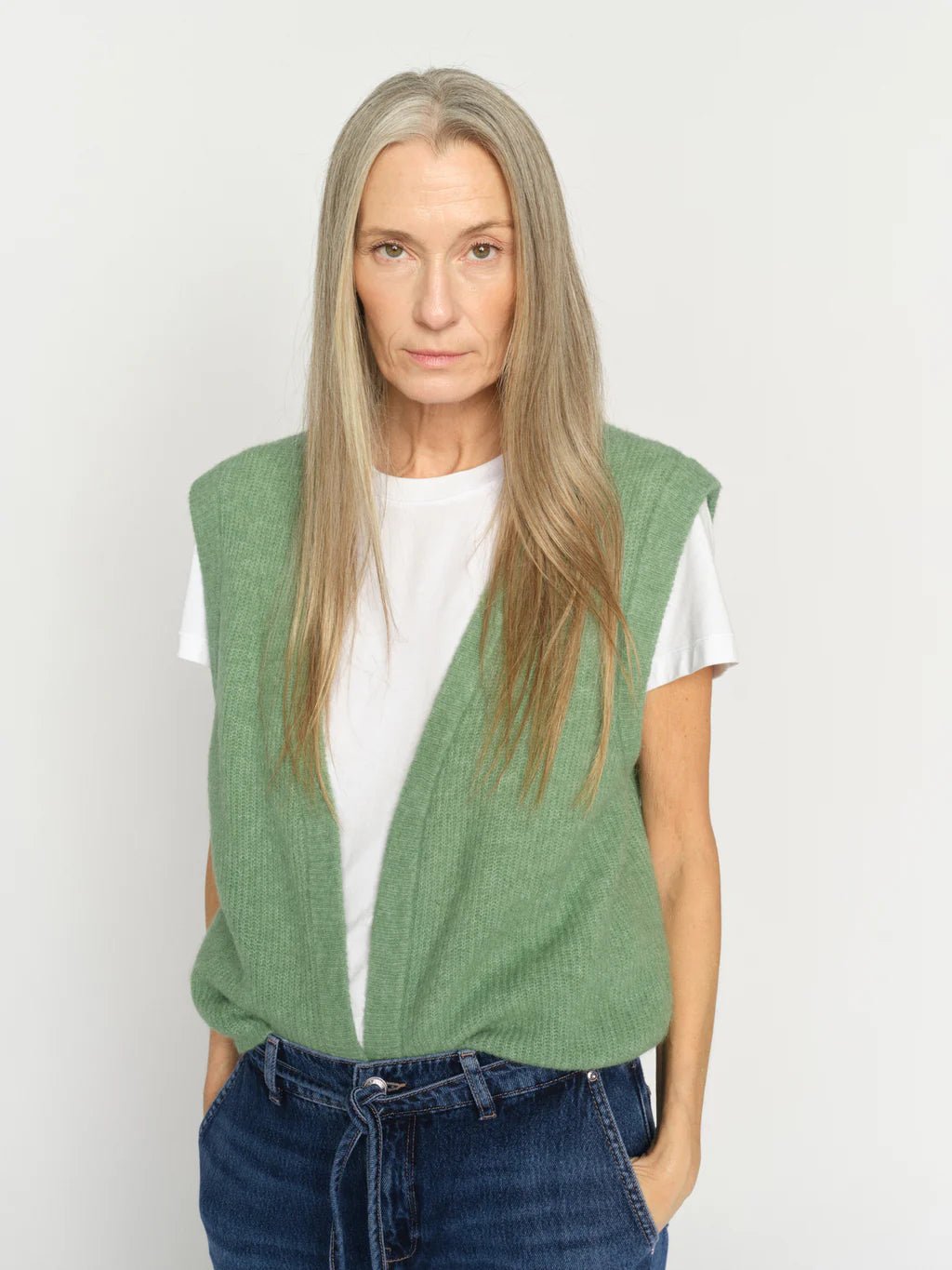 Mos Mosh naisten neuleliivi Thora Knit Vest, vaaleanvihreä