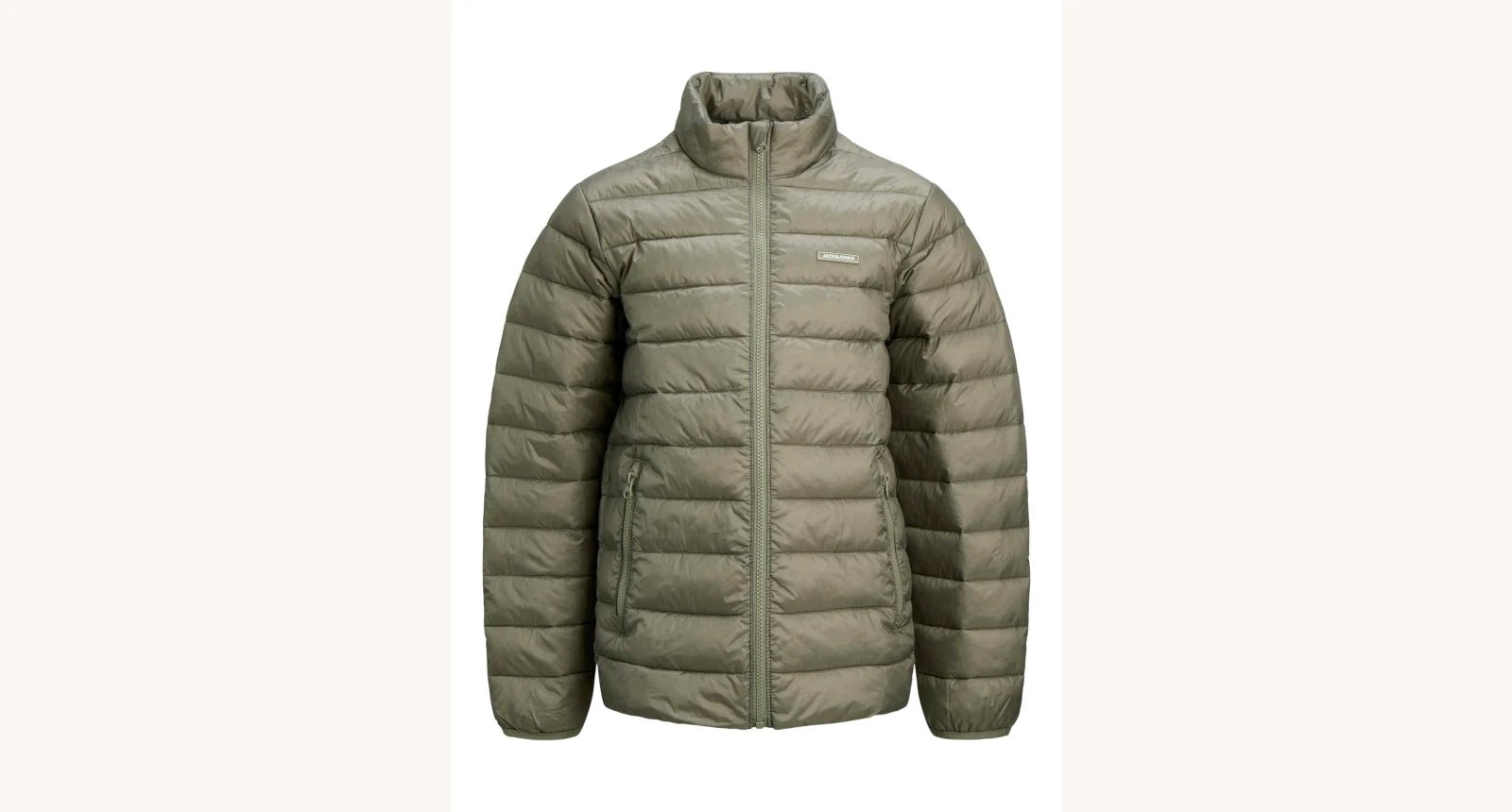 Jack and Jones Junior takki JJLOUIS LIGHT PUFFER COLLAR JNR, tummanvihreä