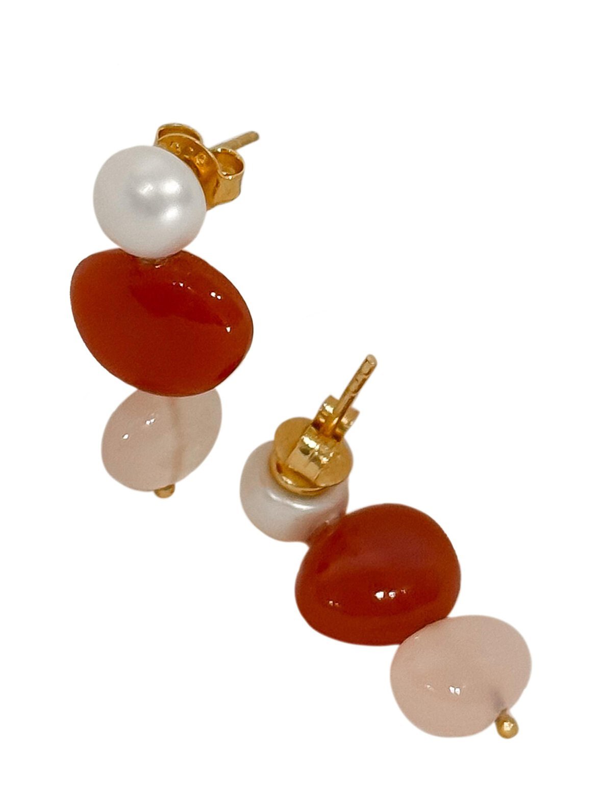 Stone and pearl carnelian -korvakorut