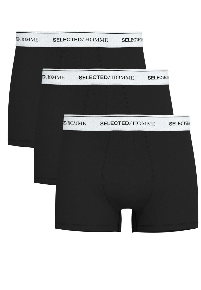 Selected miesten bokserit, LIAM 3-PACK TRUNK Musta