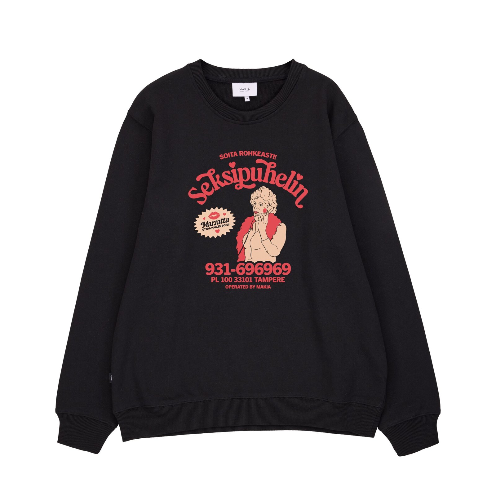 Makia collegepaita Kummeli Seksipuhelin Sweatshirt, musta