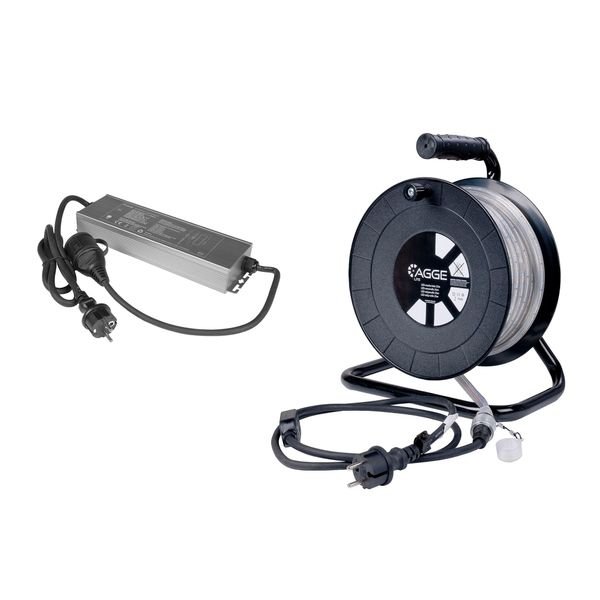 LED-nauha / Työvalo AGGE Lite 230V - 400 lm/m, 25 m - Kela, Nauha virtajohdolla + Emergency PowerBank