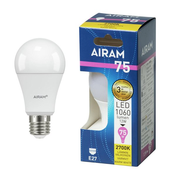 LED-lamppu Airam E27, 2700K, 10,5 W / 1060 lm