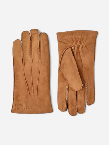 Hestra unisex käsineet ARTHUR SUEDE GLOVE WOOL LINING, konjakinruskea