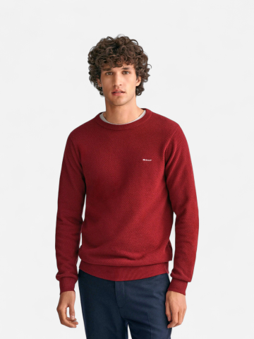 Gant neule, COTTON PIQUE C-NECK Punainen