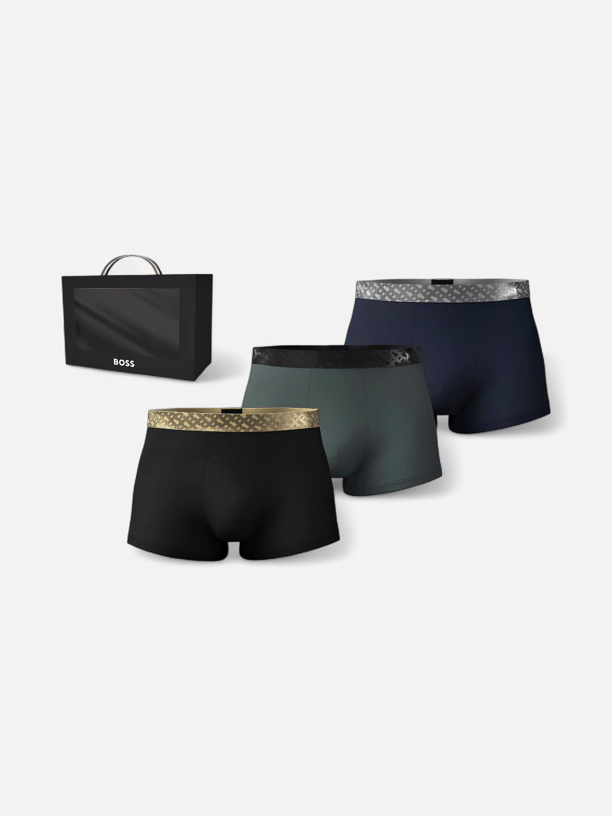 Hugo Boss miesten bokserit, TRUNK 3P METALLIC Musta