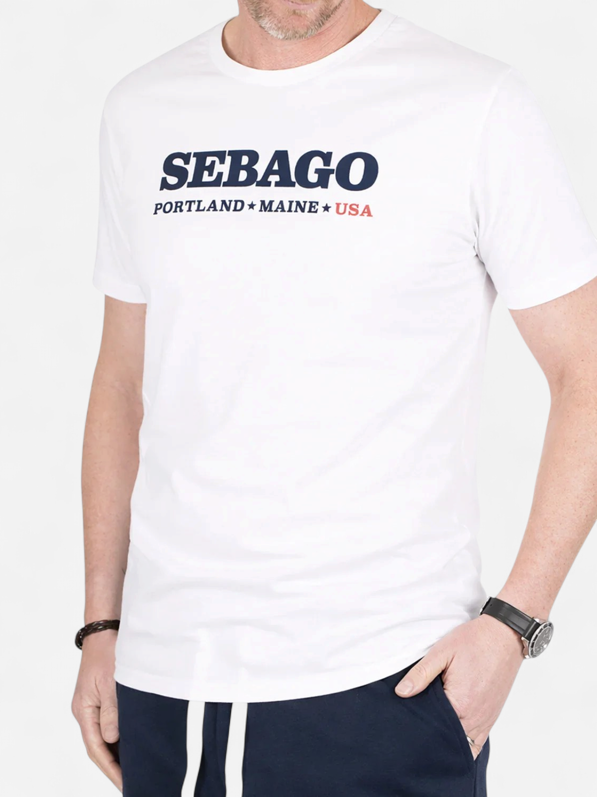 Sebago miesten T-paita Authentic Logo Tee, valkoinen