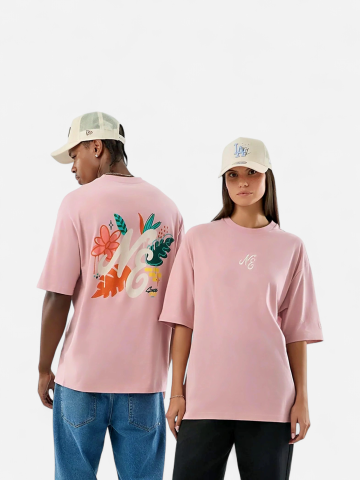 New Era unisex t-paita Floral Os Tee Unisize, vaaleanpunainen