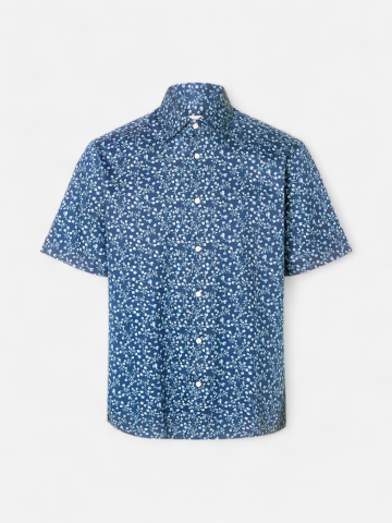 Selected miesten kauluspaita K Slhregperformance Aop Ss Shirt, Sky Captain Blue Floral
