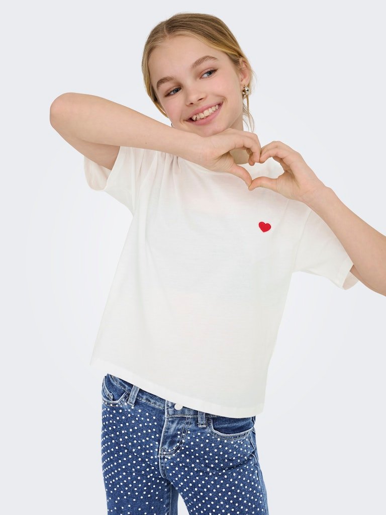 Kids Only lasten t-paita, KOGMAIKEN LIFE CROPHEART SS TOP Valkoinen