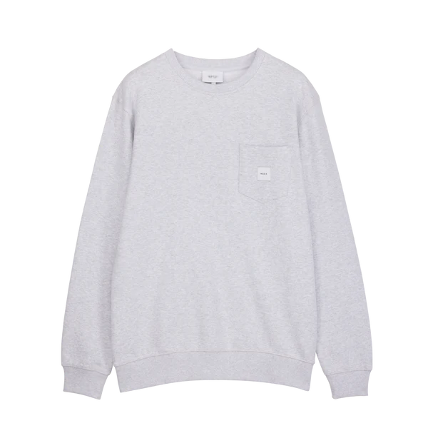 Makia miesten collegepusero, SQUARE POCKET SWEATSHIRT Vaaleanharmaa