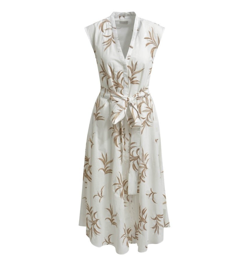 Milano Italy naisten mekko, MIDIDRESS WHITE PRINT Valkopohjainen Kuosi