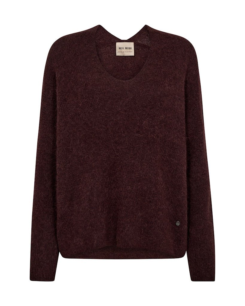 Mos Mosh neule, THORA V-NECK KNIT Viininpunainen