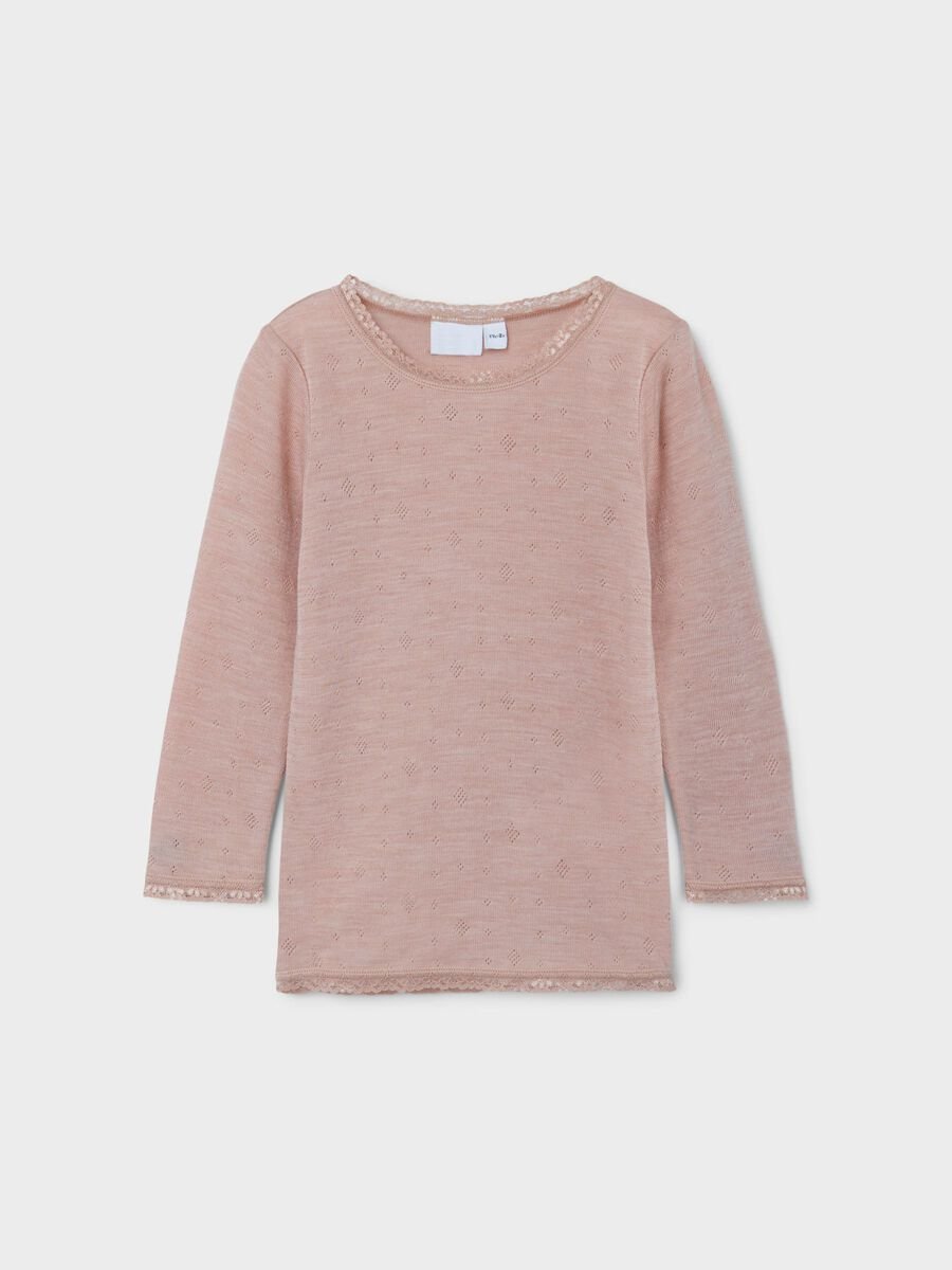 Name It Lasten Merinovilla Paita NMWANG WOOL NEEDLE LS TOP NOOS Vaaleanpunainen
