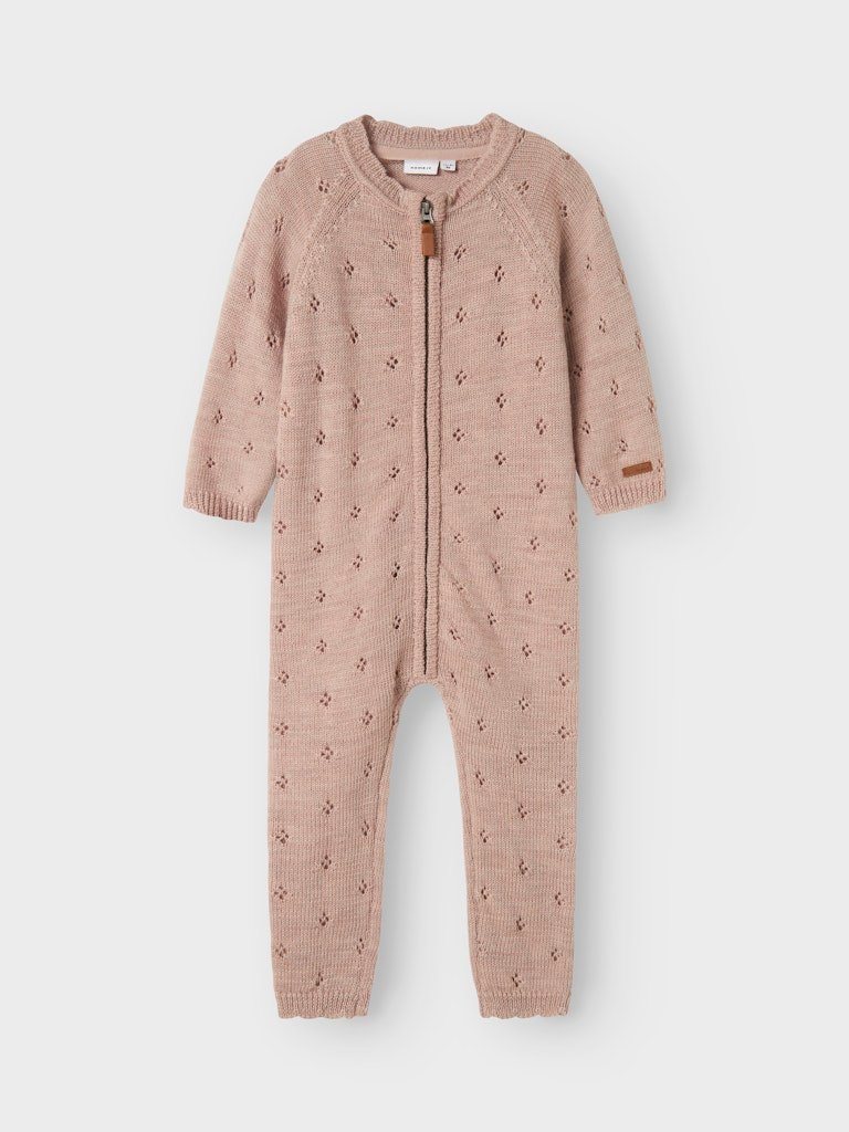 Name It Lasten villahaalari NMMWRILLA WOOL LS KNIT SUIT, Vaaleanpunainen