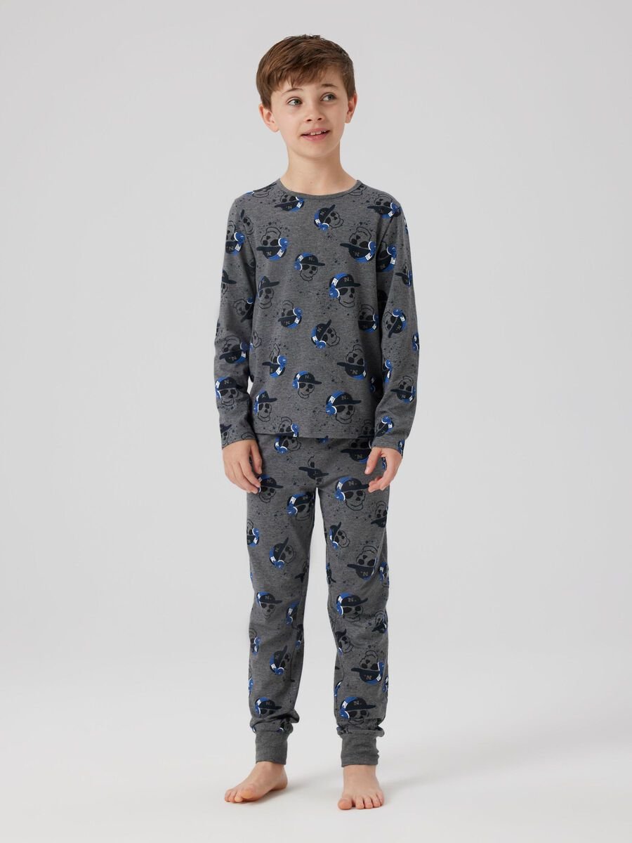 Name It lasten pyjama, NKMNIGHTSET DARK GREY SKULL Tummanharmaa