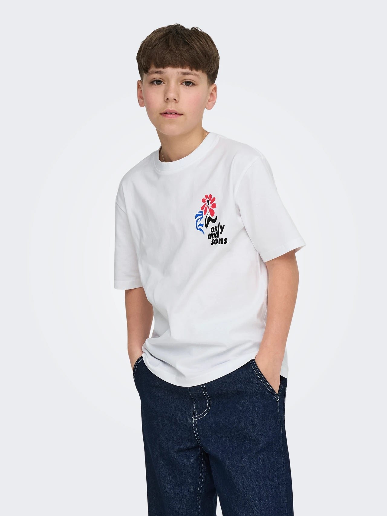 Only and Sons Junior lasten t-paita OSJFRED Laurent Flow, valkoinen