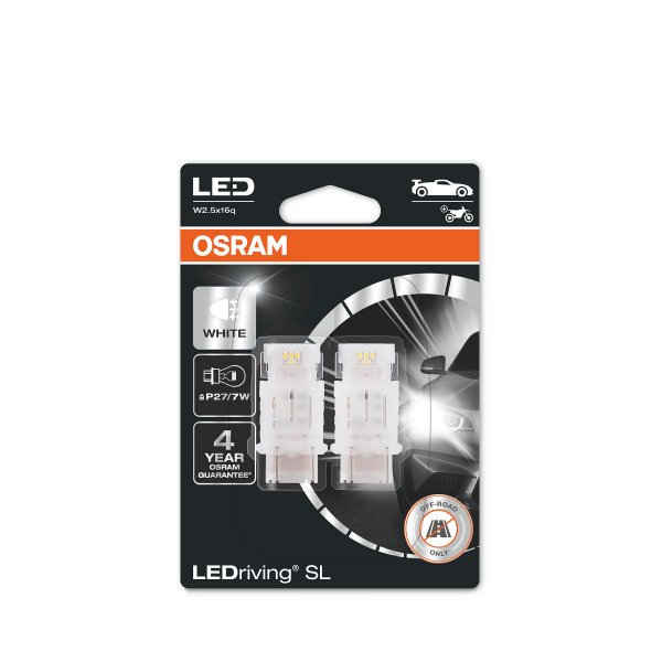 LED-Polttimo OSRAM LEDriving SL, 6000K, T25 (P27/7W), 2 kpl
