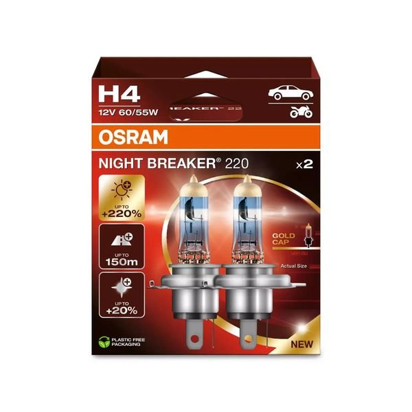 Halogeenipolttimo Osram Night Breaker 220, H4, 60/55W