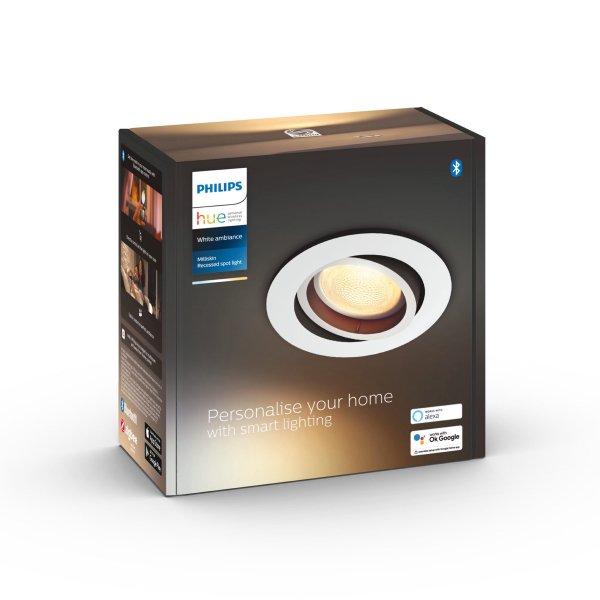 Alasvalo Philips Hue Milliskin Round 4.2W, 400 lm, 1 kpl / Valkoinen