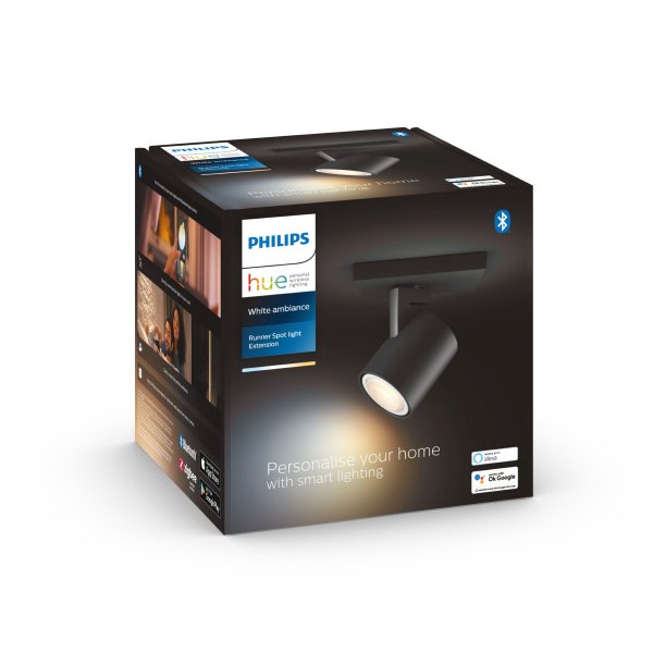 Seinävalaisin Philips Hue Runner, GU10, Musta