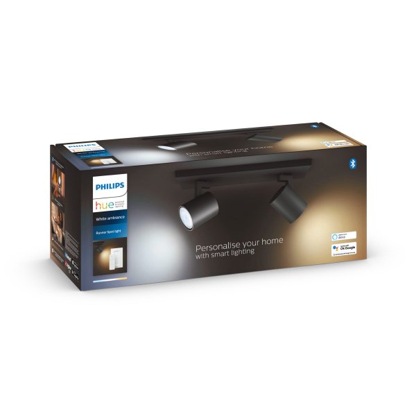 Kattovalaisin Philips Hue Runner Double, GU10, Musta