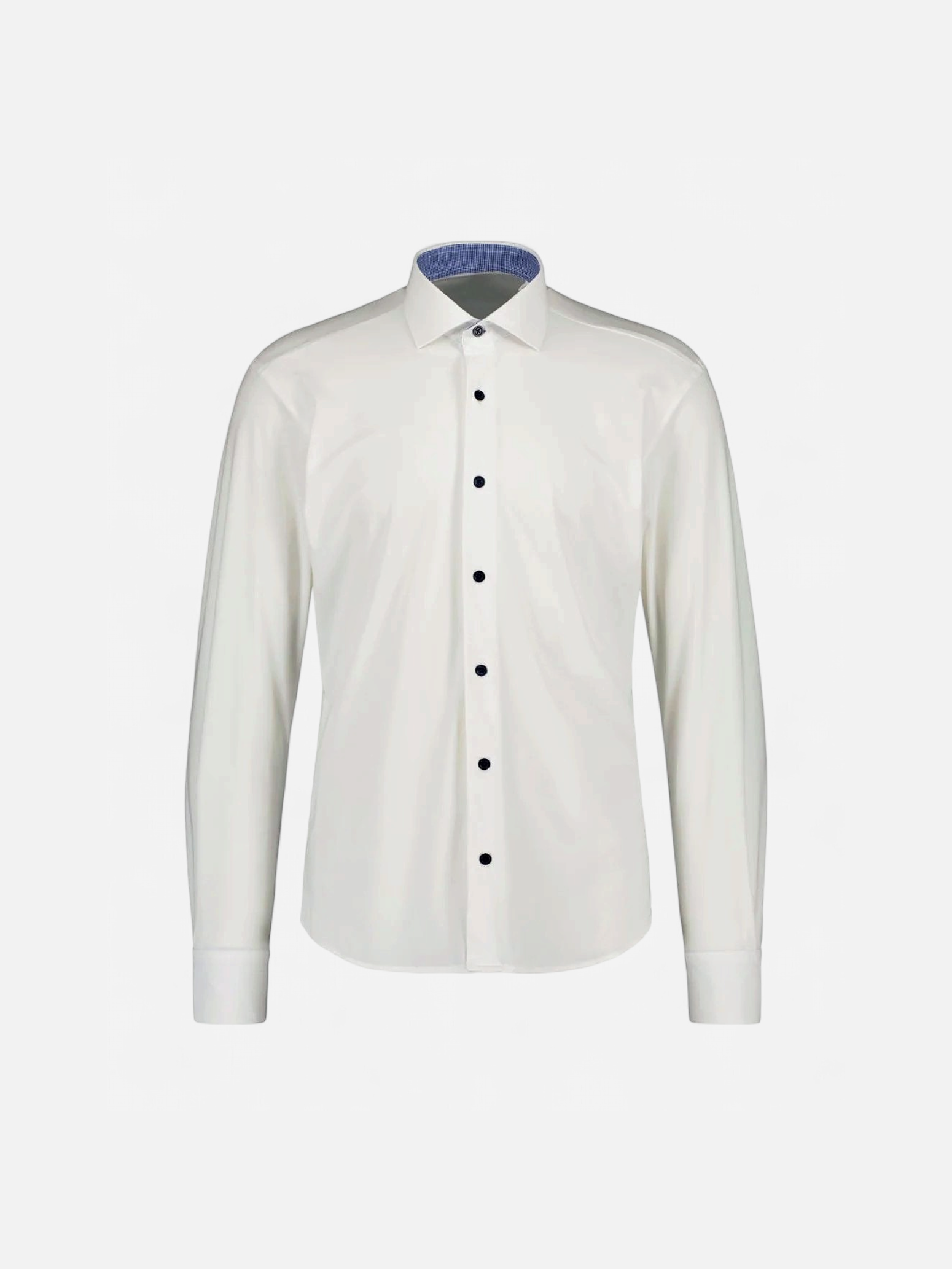 Sinnuu Miesten Kauluspaita, Contrast, Technical Performance Shirt LS, Valkoinen