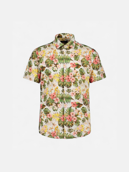 Sinnuu Miesten Kauluspaita, Technical Performance Shirt SS California, Vihreä Monivärinenkuosi