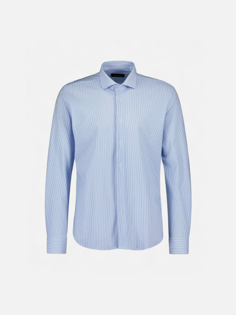 Sinnuu Miesten Kauluspaita Technical Shirt Stripe Made In Europe, raidallinen sininen